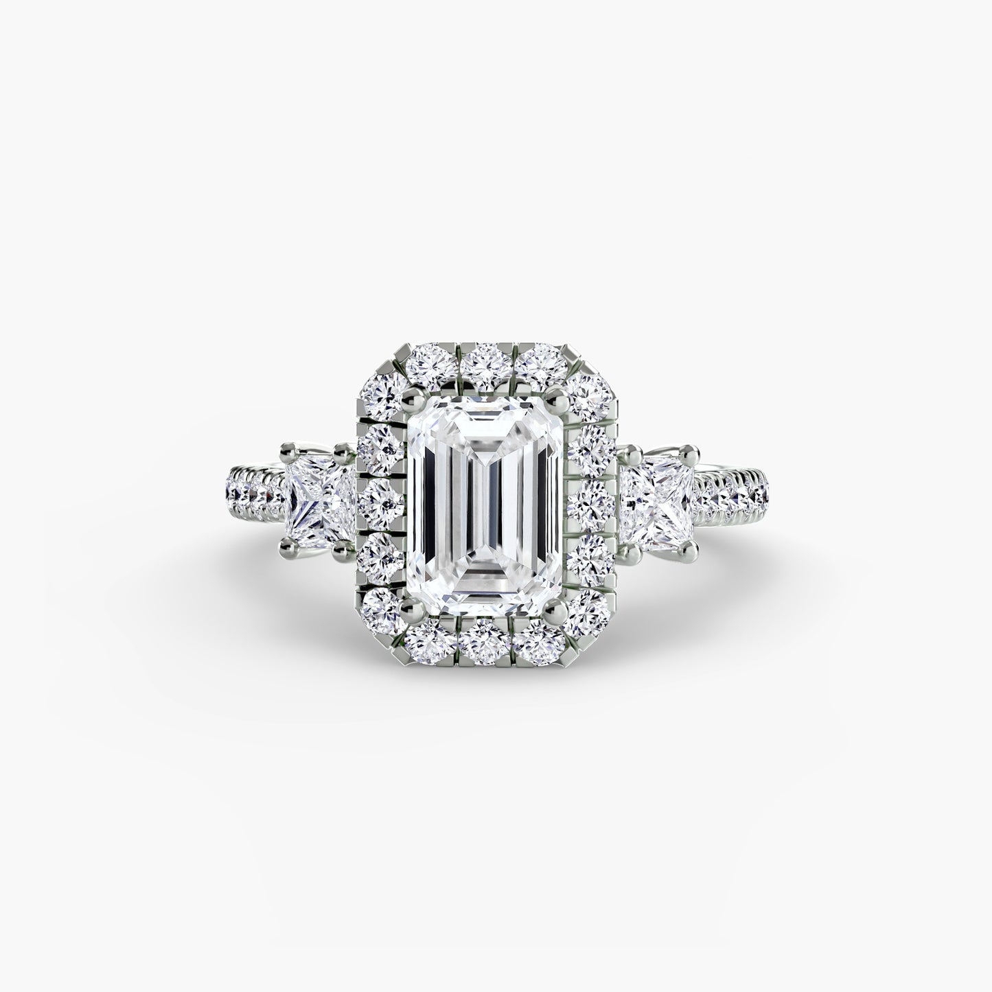 Three-Stone Ring with Halo 2
