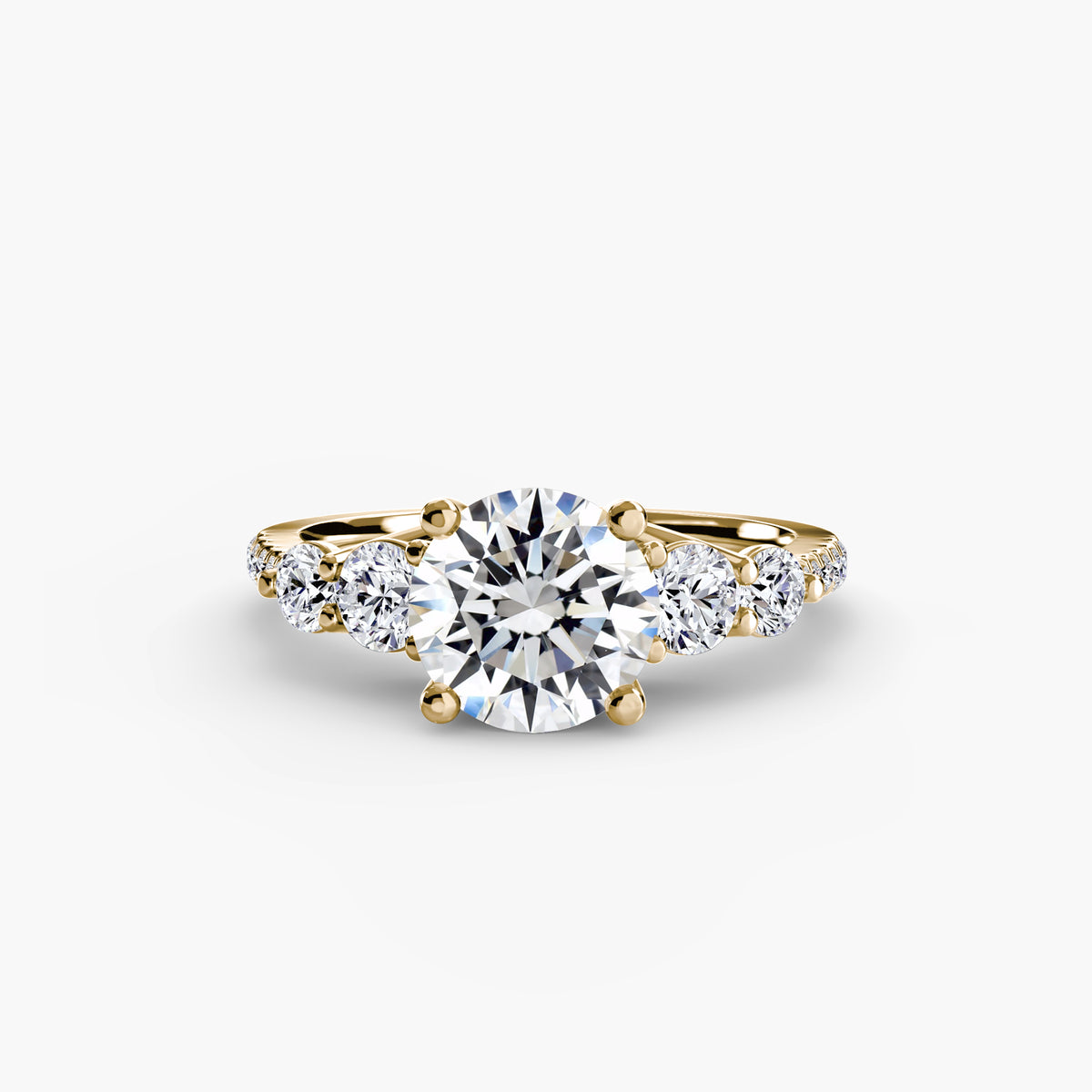 Five Stone Ring with Pavé Band